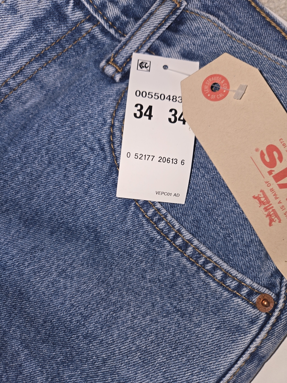 NWT Levi's 550 Relaxed Fit Men's Jeans - Blue Mens 34 X 34 - Picture 7 of 12